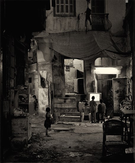 Children Watchin TV in Alley, Cairo, Egypt