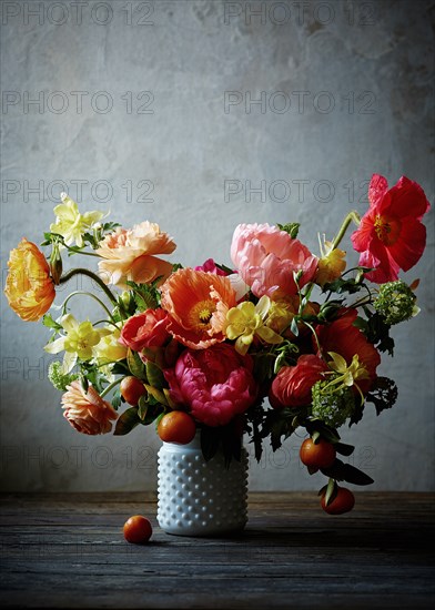 Assortment of Colorful Flowers in Vase