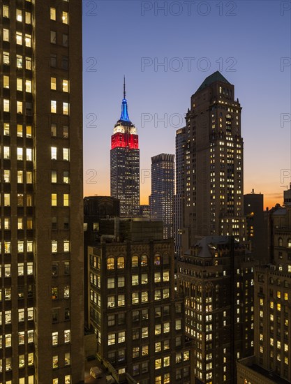 Midtown Skyline with Empire State Building at Dusk, New York City, USA