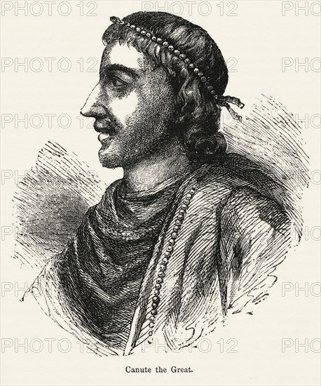 Canute the Great, Illustration from John Cassell's Illustrated History of England, Vol. I from the earliest period to the reign of Edward the Fourth, Cassell, Petter and Galpin, 1857