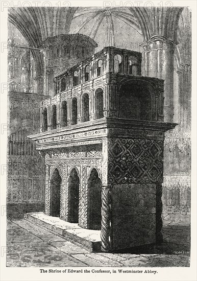 The Shrine of Edward the Confessor, in Westminster Abbey, Illustration from John Cassell's Illustrated History of England, Vol. I from the earliest period to the reign of Edward the Fourth, Cassell, Petter and Galpin, 1857