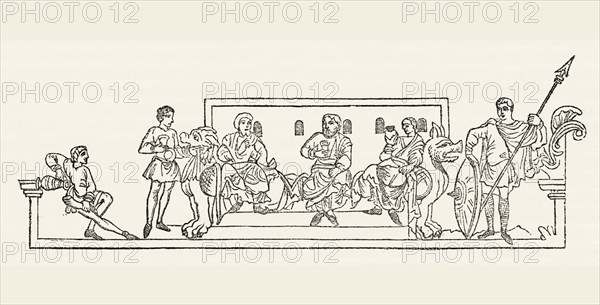 Anglo-Saxon Calendar, April, pre-Norman Conquest of 1066, Illustration from John Cassell's Illustrated History of England, Vol. I from the earliest period to the reign of Edward the Fourth, Cassell, Petter and Galpin, 1857