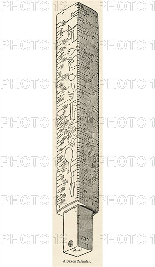 A Saxon Calendar, Illustration from John Cassell's Illustrated History of England, Vol. I from the earliest period to the reign of Edward the Fourth, Cassell, Petter and Galpin, 1857