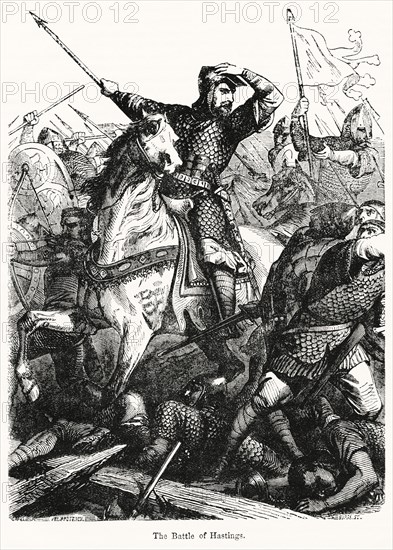 The Battle of Hastings, Illustration from John Cassell's Illustrated History of England, Vol. I from the earliest period to the reign of Edward the Fourth, Cassell, Petter and Galpin, 1857