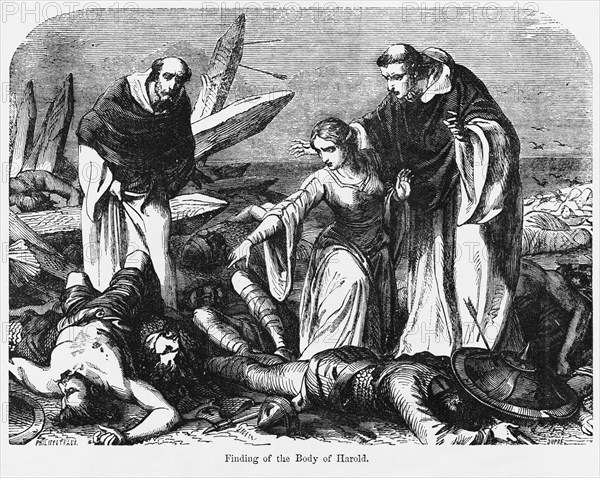 Finding the Body of Harold, Illustration from John Cassell's Illustrated History of England, Vol. I from the earliest period to the reign of Edward the Fourth, Cassell, Petter and Galpin, 1857