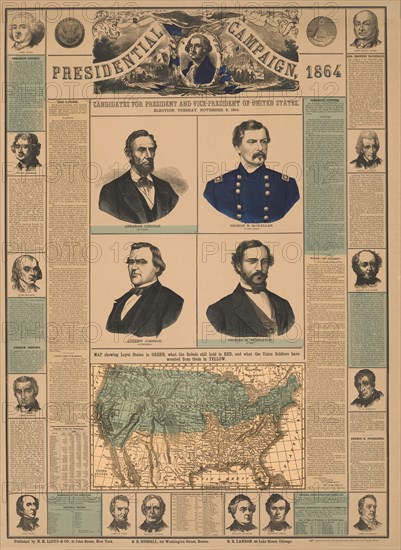 Candidates for President and Vice-President of the United States, November 8, 1864, H.H. Lloyd & Co., Publisher