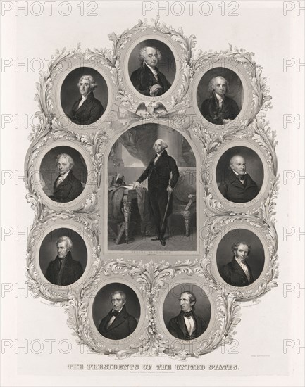 The Presidents of the United States, designed by C.H.H. Billings, Engraving by D. Kimberly, 1842