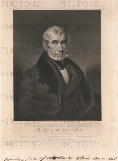 William Henry Harrison, President of the United States, Inaugurated March 4th 1841, painted by E. D. Marchant, Engraved on Steel by H.S. Sadd, 1841
