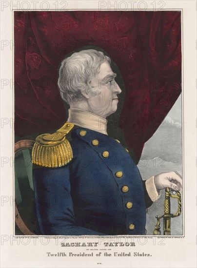 Zachary Taylor, the Nation's Choice for Twelfth President of the United States, Profile Portrait, Lithograph, Nathaniel Currier, 1847