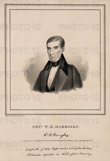 Genl. W.H. Harrison, drawn from life by J. Penniman, lithographed & Published by J. Penniman, 1836