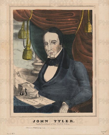 John Tyler, Tenth President of the United States, Lithograph, Published by H. Robinson, 1840's