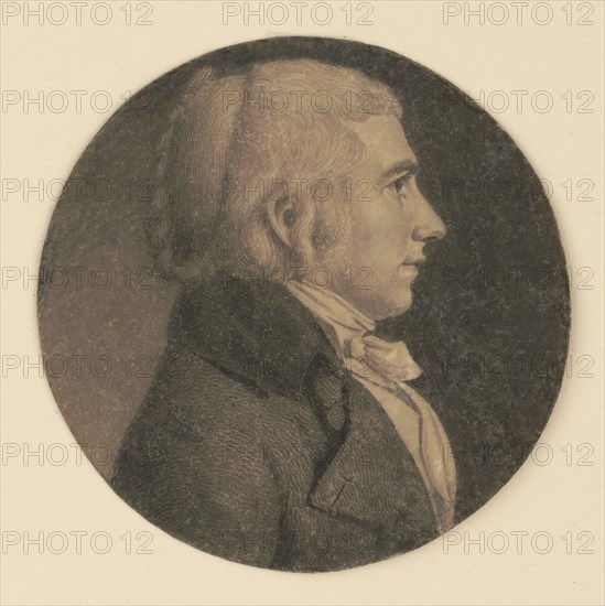William Henry Harrison, 9th President of the United States, Head and Shoulders Profile Portrait as a Delegate Member of the House of Representatives from the Northwest Territory, Engraving, Charles Balthazar Julien Févret de Saint-Mémin, 1800
