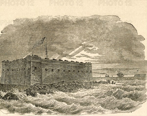 Fort Zachary Taylor, Key West, Florida, Engraving, 1860's