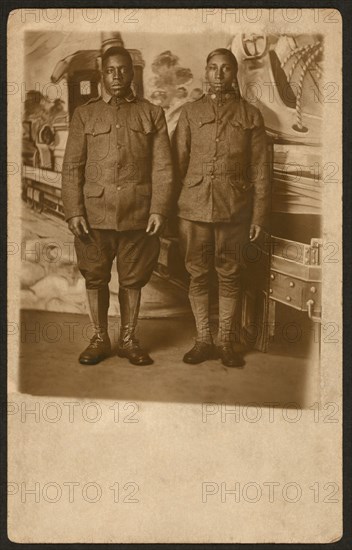 Full-length Portrait of Two African American World War I Infantry soldiers, William A. Gladstone Collection of African American Photographs, 1917-18