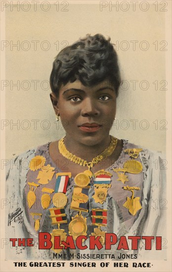 The Black Patti, Mme. M. Sissieretta Jones, African American Soprano, Head and Shoulders Portrait, Theatrical Poster, 1889