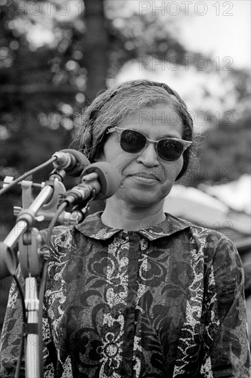 Rosa Parks Speaking at Rally Near Washington Monument Held as Part of Poor People's Campaign, Washington DC, USA, Warren K. Leffler, June 19, 1968
