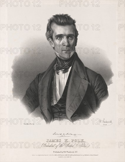James K. Polk, President of the United States, from life on stone by Chas. Fenderich, Lithograph, N. Nagel's Lith. Print, N.Y. 1845