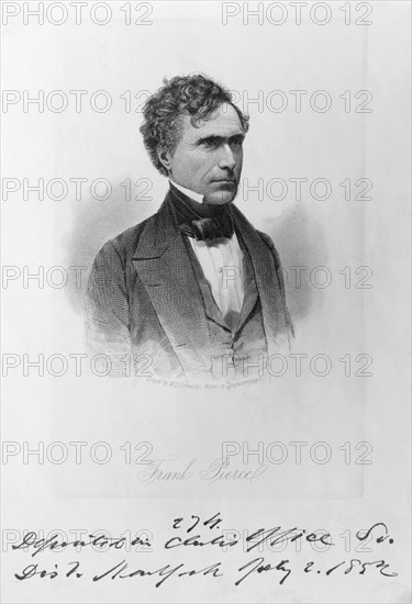 Franklin Pierce (1804-1869), 14th President of the United States, Head and Shoulders Portrait, Engraving by W.L. Ormsby from a Daguerreotype, 1852