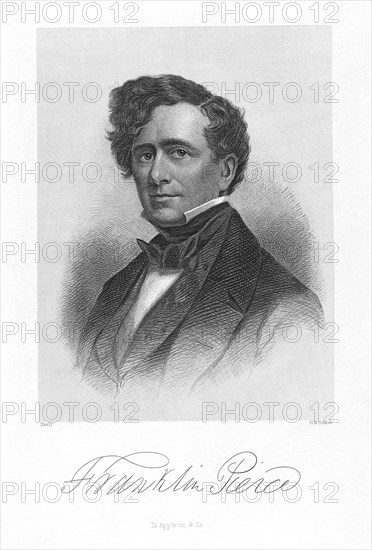 Franklin Pierce (1804-1869), 14th President of the United States, Half-Length Portrait, Engraving by H.B. Hall, Published by D. Appleton & Co., 1853