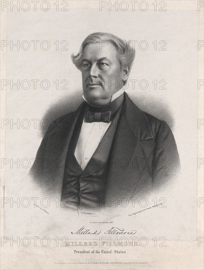 Millard Fillmore, President of the United States, on Stone by A. Newsam from a Daguerreotype by N.S. Bennett, Washington City, Lithograph by P.S. Duval, 1850