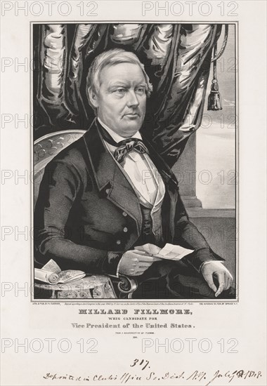 Millard Fillmore, Whig Candidate for Vice President of the United States, Lithograph by Nathaniel Currier from a Daguerreotype by Plumbe, 1848