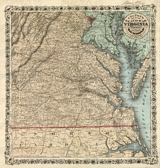 Colton's map of the seat of war in Virginia, Published by J.H. Colton & Co., New York, 1862