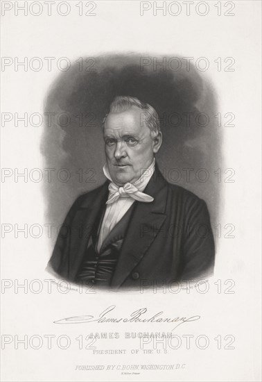 James Buchanan, President of the U.S., Engraving by A.B. Walter, Published by C. Bohn, Washington DC, 1857