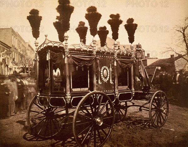 U.S. President Abraham Lincoln's Hearse, Springfield, Illinois, USA, photograph by S.M. Fassett, 1865