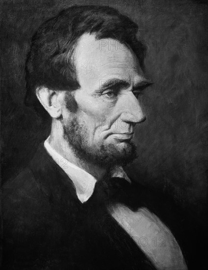 Head and Shoulders Portrait of U.S. President Abraham Lincoln, Artist Douglas Volk, Detroit Publishing Company, 1908