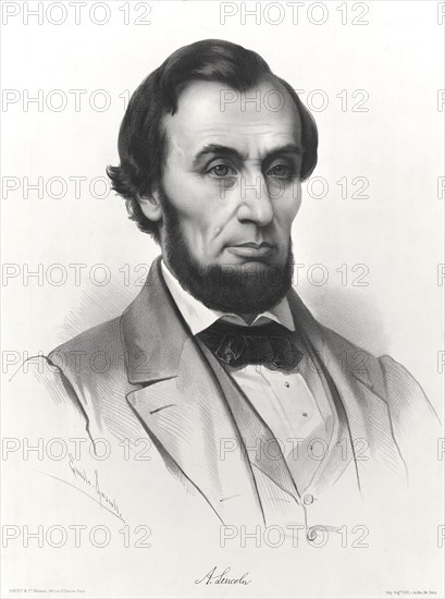 Head and Shoulders Portrait of Abraham Lincoln, Artwork by Emile Lassalle, Tantet & Co., Paris, 1860's