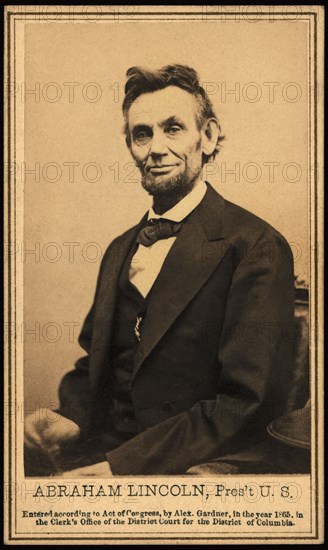 Half-Length Seated Portrait of Abraham Lincoln, President, U.S., Photograph by Alexander Gardner, Washington DC, USA, 1865