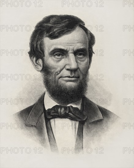 Head and Shoulders Portrait of Abraham Lincoln, Engraving, Unknown Artist, 1860's