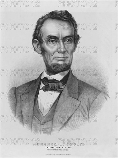 Abraham Lincoln, The Nation's Martyr, Assassinated April 14th, 1865, Currier & Ives, 1865