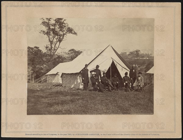 General Randolph B. Marcy with Officers and Civilians at Army of the Potomac Headquarters. Antietam, Maryland, USA, Photograph by Alexander Gardner, October 3, 1862