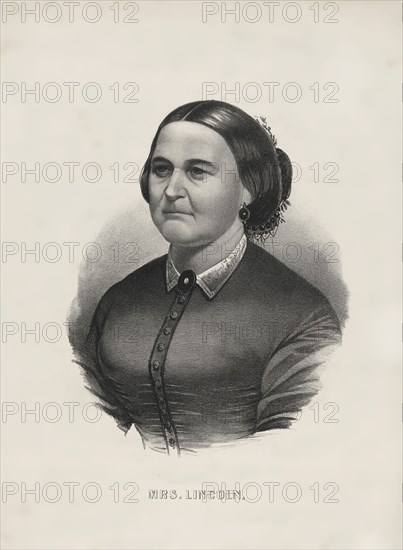 Mrs. Lincoln, Head and Shoulders Portrait of Mary Todd Lincoln, Drawing by Unidentified Artist, 1865