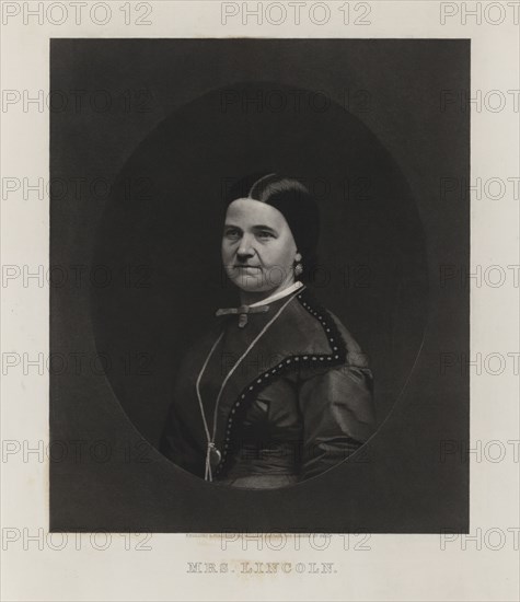 Mrs. Lincoln, Half-Length Portrait of First Lady Mary Todd Lincoln, Engraved and Published by William Sartain, early 1860's