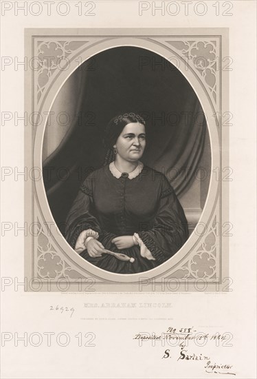 Half-Length Portrait of Mrs. Abraham Lincoln, Engraving by Samuel Sartain, Published by Rice & Allen, 1864