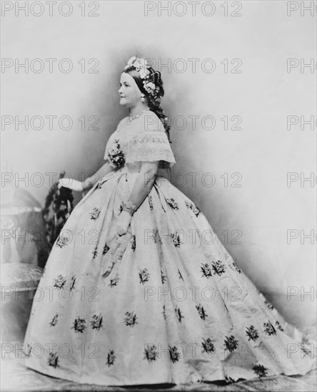 Mary Todd Lincoln, Full-Length Portrait wearing Ball Gown, Brady-Handy Photograph Collection, 1861