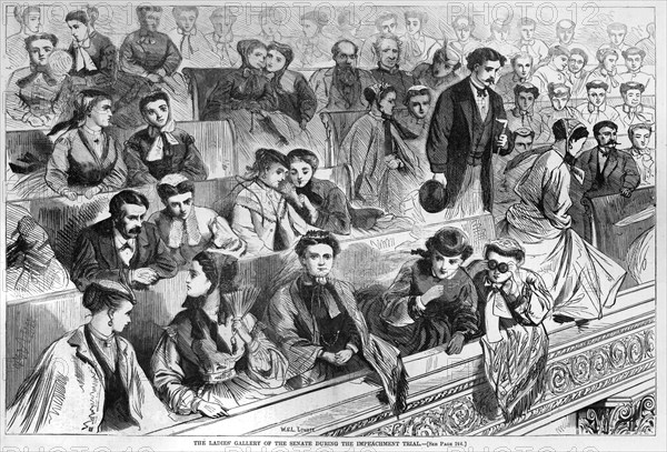 The Ladies Gallery of the Senate during the Impeachment Trial, Engraving by W.S.L. Lewitt, Harper's Weekly, April 18, 1868