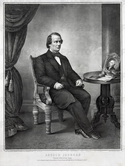 Andrew Johnson, President of the United States, Seated Portrait, Lithograph by P.S. Duval & Son, Published by Swander and Co., Philadelphia, 1866