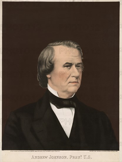 Andrew Johnson (1808-75), 17th President of the United States, Head and Shoulders Portrait, Lithograph Bingham & Todd, Hartford, Conn., 1866