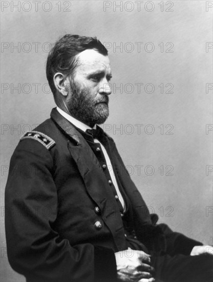 Ulysses S. Grant (1822-85), 18th President of the United States 1869-77, Seated Portrait while General of Union Army during American Civil War, Photograph by Mathew Brady, 1865