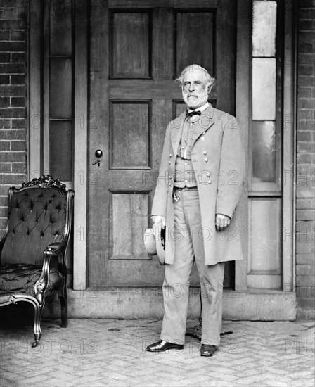 Confederate General Robert E. Lee, Full-Length Portrait in Uniform he had Worn at the Surrender, Back Porch of his Home, Richmond, Virginia, Photo by Mathew B. Brady, April 16, 1865