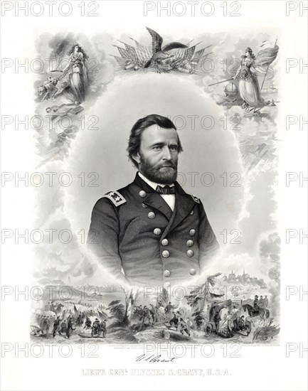 Lieut. General Ulysses S. Grant, Engraving by J.C. Buttre from a Photograph by Mathew B. Brady, 1865