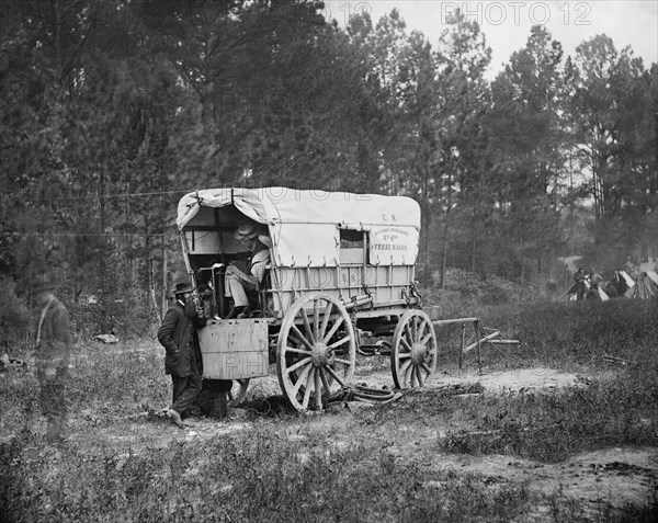 U.S. Military Telegraph Battery Wagon, Army of the Potomac Headquarters, Siege of Petersburg, American Civil War, Petersburg, Virginia, USA, Photograph by David Knox, 1864