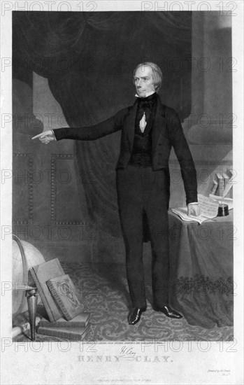Henry Clay (1777-52), American Statesman who Represented Kentucky in both the U.S Senate and House of Representatives, Full-Length Portrait, Engraved by J. Sartain, from Original Drawings and Daguerreotypes, Printed by James Irwin, Published by U.B. Evarts, Louisville, KY, 1853