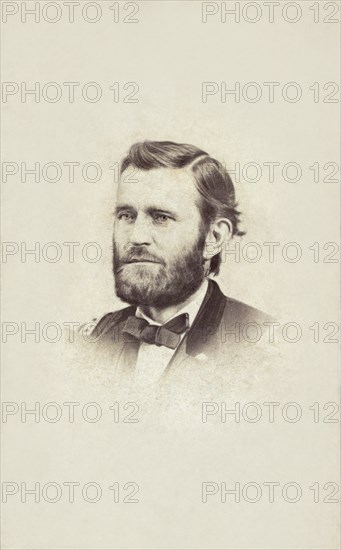 Ulysses S. Grant (1822-85), 18th President of the United States 1869-77, General of Union Army during American Civil War, Head and Shoulders Portrait, Photograph, Carte de visite, 1865