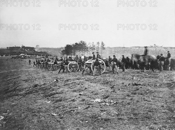 First Connecticut Battery, near Fredericksburg,  December 1862, Photograph by Andrew J. Russell, Published May 2, 1863