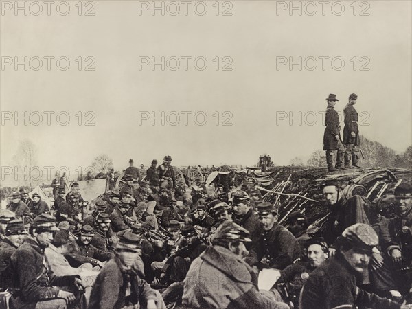 Union Soldiers Entrenched along the West Bank of the Rappahannock River, Fredericksburg, Virginia, USA, Photograph by Andrew J. Russell, December 1862