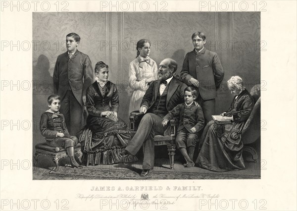 James A. Garfield and Family, Respectfully Dedicated to and Published by the Permission of Lucretia R. Garfield, Published by J.H. Bufford's Sons, 1881